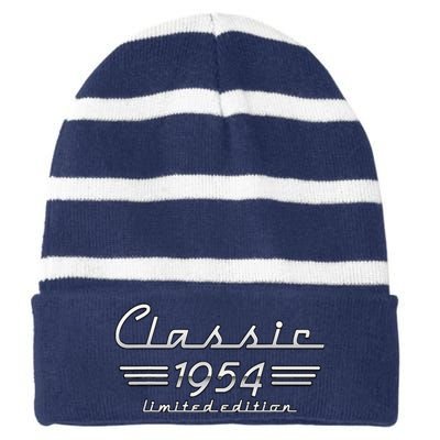 70 Year Old Gift Classic 1954 Limited Edition 70th Birthday Striped Beanie with Solid Band