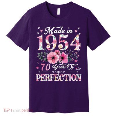 70 Year Old Made In 1954 Floral 70th Birthday Premium T-Shirt