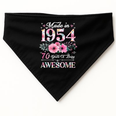 70 Year Old Made In 1954 Floral 70th Birthday USA-Made Doggie Bandana