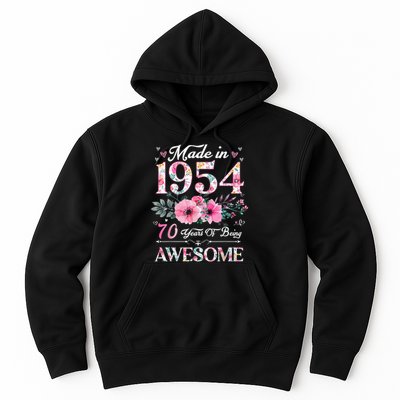 70 Year Old Made In 1954 Floral 70th Birthday Hoodie