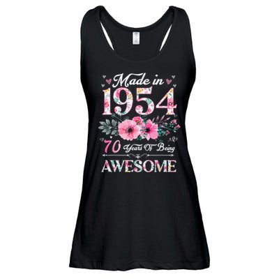 70 Year Old Made In 1954 Floral 70th Birthday Ladies Essential Flowy Tank