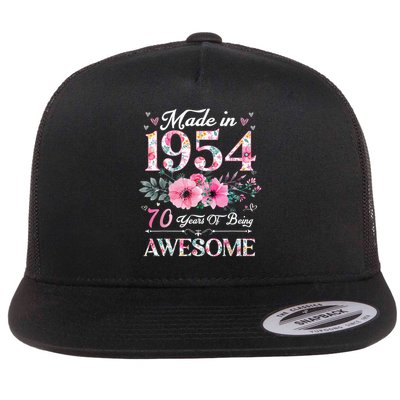 70 Year Old Made In 1954 Floral 70th Birthday Flatbill Hat