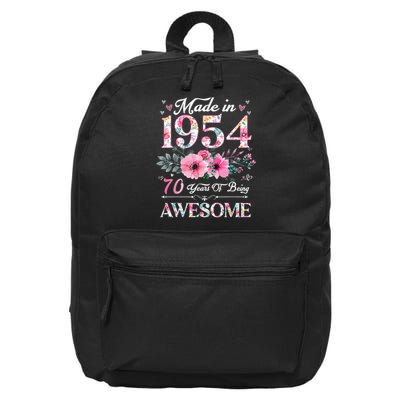 70 Year Old Made In 1954 Floral 70th Birthday 16 in Basic Backpack