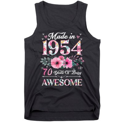 70 Year Old Made In 1954 Floral 70th Birthday Tank Top