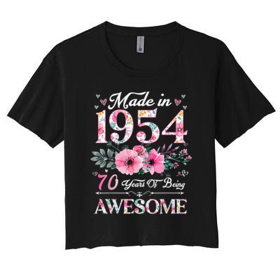 70 Year Old Made In 1954 Floral 70th Birthday Crop Top