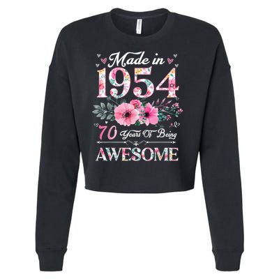 70 Year Old Made In 1954 Floral 70th Birthday Cropped Pullover Crew