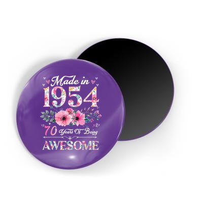 70 Year Old Made In 1954 Floral 70th Birthday Magnet