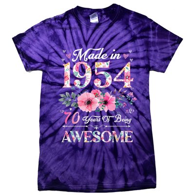 70 Year Old Made In 1954 Floral 70th Birthday Tie-Dye T-Shirt
