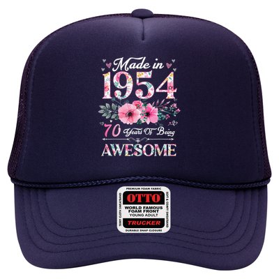 70 Year Old Made In 1954 Floral 70th Birthday Trucker Hat