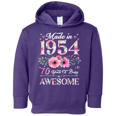 70 Year Old Made In 1954 Floral 70th Birthday Toddler Hoodie