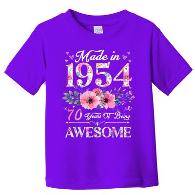 70 Year Old Made In 1954 Floral 70th Birthday Toddler T-Shirt