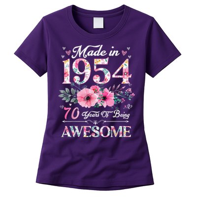 70 Year Old Made In 1954 Floral 70th Birthday Womens T-Shirt