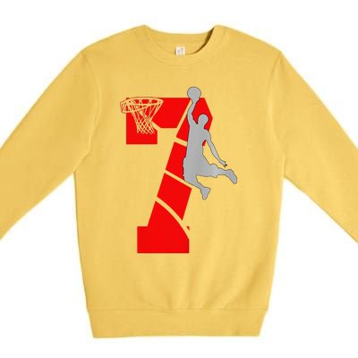 7 Year Old 7th Basketball Birthday Partytheme Premium Crewneck Sweatshirt