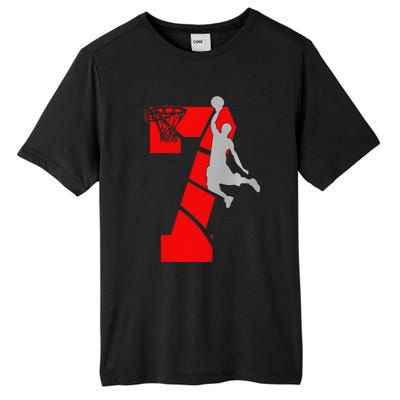 7 Year Old 7th Basketball Birthday Partytheme Tall Fusion ChromaSoft Performance T-Shirt