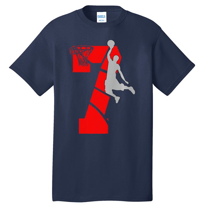 7 Year Old 7th Basketball Birthday Partytheme Tall T-Shirt