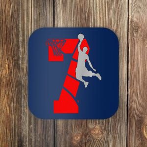 7 Year Old 7th Basketball Birthday Partytheme Coaster