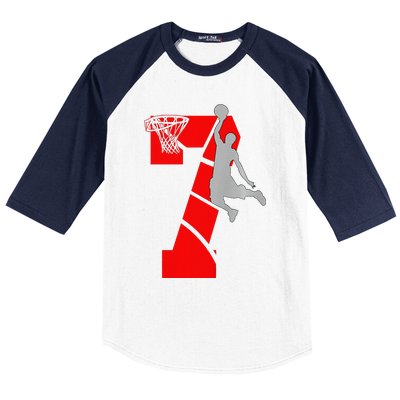 7 Year Old 7th Basketball Birthday Partytheme Baseball Sleeve Shirt