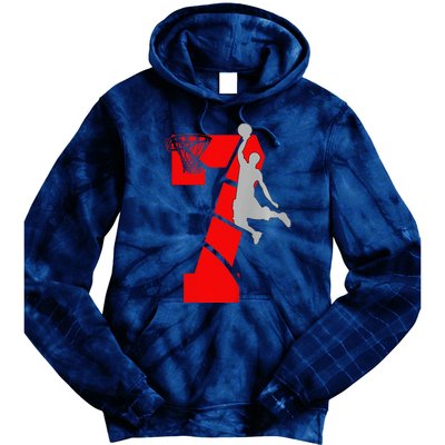 7 Year Old 7th Basketball Birthday Partytheme Tie Dye Hoodie