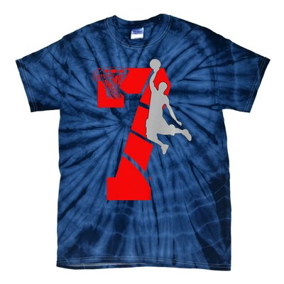 7 Year Old 7th Basketball Birthday Partytheme Tie-Dye T-Shirt