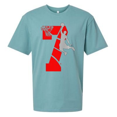 7 Year Old 7th Basketball Birthday Partytheme Sueded Cloud Jersey T-Shirt