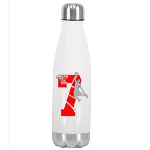 7 Year Old 7th Basketball Birthday Partytheme Stainless Steel Insulated Water Bottle