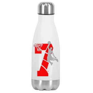 7 Year Old 7th Basketball Birthday Partytheme Stainless Steel Insulated Water Bottle