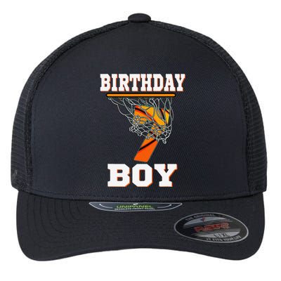 7 Years Old Basketball Boy 7th Birthday Party Celebration Flexfit Unipanel Trucker Cap