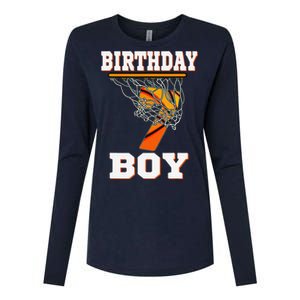 7 Years Old Basketball Boy 7th Birthday Party Celebration Womens Cotton Relaxed Long Sleeve T-Shirt