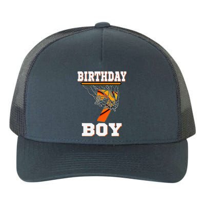 7 Years Old Basketball Boy 7th Birthday Party Celebration Yupoong Adult 5-Panel Trucker Hat