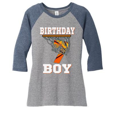 7 Years Old Basketball Boy 7th Birthday Party Celebration Women's Tri-Blend 3/4-Sleeve Raglan Shirt