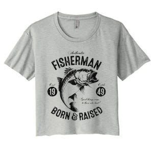 74 Year Old Fisherman Fishing 1949 74th Birthday Gift Women's Crop Top Tee