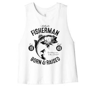 74 Year Old Fisherman Fishing 1949 74th Birthday Gift Women's Racerback Cropped Tank