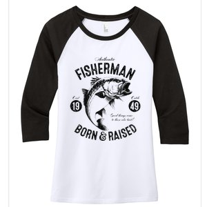 74 Year Old Fisherman Fishing 1949 74th Birthday Gift Women's Tri-Blend 3/4-Sleeve Raglan Shirt