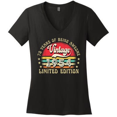 70 Year Old Vintage 1954 Limited Edition 70th Birthday Women's V-Neck T-Shirt