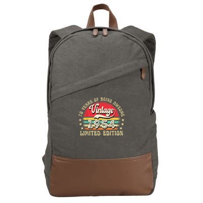 70 Year Old Vintage 1954 Limited Edition 70th Birthday Cotton Canvas Backpack