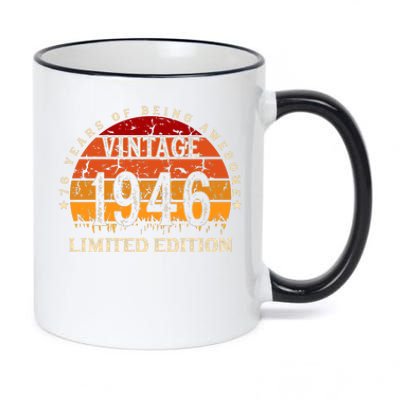 76 Year Old Gifts Retro Vintage 1946 Limited Edition 76th Birthday 11oz Black Color Changing Mug