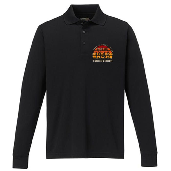 76 Year Old Gifts Retro Vintage 1946 Limited Edition 76th Birthday Performance Long Sleeve Polo