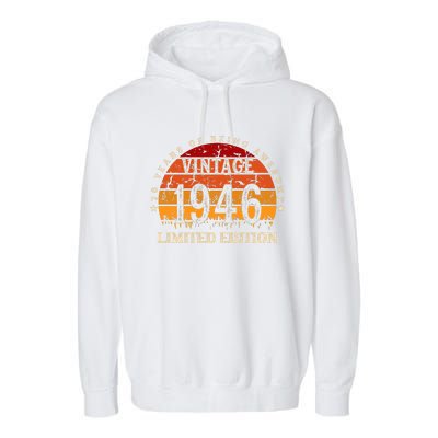 76 Year Old Gifts Retro Vintage 1946 Limited Edition 76th Birthday Garment-Dyed Fleece Hoodie