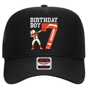 7 Years Old Boy Football Player 7th Football Birthday High Crown Mesh Back Trucker Hat