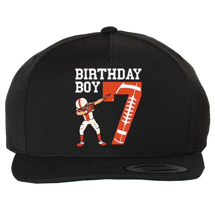 7 Years Old Boy Football Player 7th Football Birthday Wool Snapback Cap