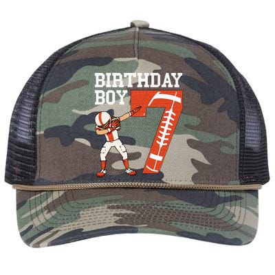 7 Years Old Boy Football Player 7th Football Birthday Retro Rope Trucker Hat Cap