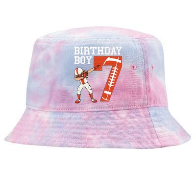 7 Years Old Boy Football Player 7th Football Birthday Tie-Dyed Bucket Hat