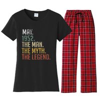  71 Year Old Gift May 1952 Man Myth Legend 71st Birthday Women's Flannel Pajama Set