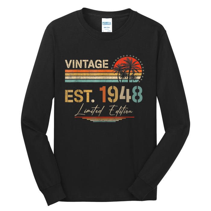 75 Years Old Gifts Born In 1948 Vintage 75th Birthday Retro Tall Long Sleeve T-Shirt