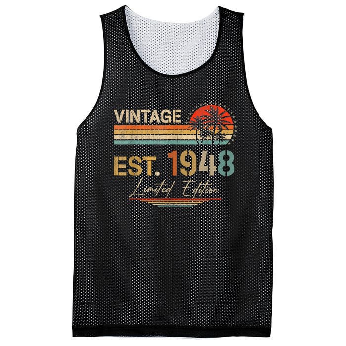 75 Years Old Gifts Born In 1948 Vintage 75th Birthday Retro Mesh Reversible Basketball Jersey Tank