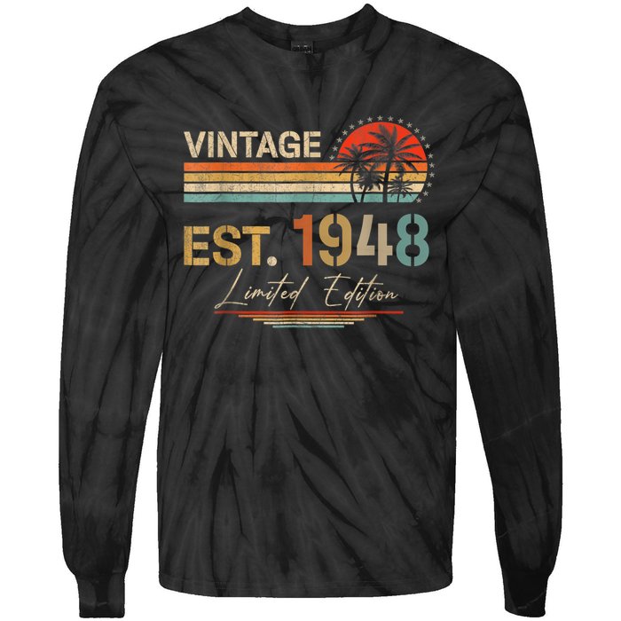 75 Years Old Gifts Born In 1948 Vintage 75th Birthday Retro Tie-Dye Long Sleeve Shirt