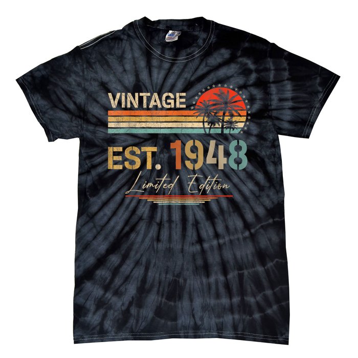 75 Years Old Gifts Born In 1948 Vintage 75th Birthday Retro Tie-Dye T-Shirt