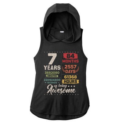 7 Years Of Being Awesome Retro Countdown 7th Birthday Ladies PosiCharge Tri-Blend Wicking Draft Hoodie Tank