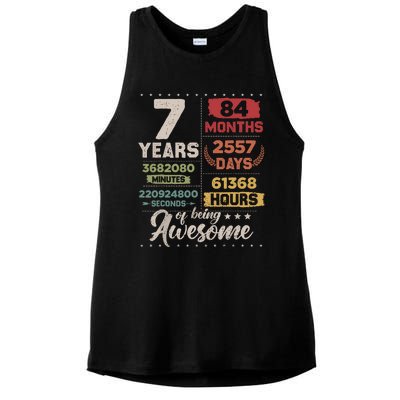 7 Years Of Being Awesome Retro Countdown 7th Birthday Ladies PosiCharge Tri-Blend Wicking Tank