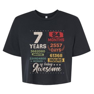 7 Years Of Being Awesome Retro Countdown 7th Birthday Bella+Canvas Jersey Crop Tee